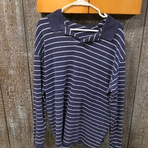 John Ashford Navy and White Striped Polo Shirt